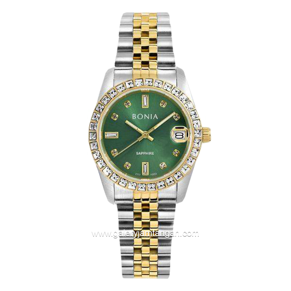 BONIA BNB10553-3197S Silver Gold Dial Green Stainless Steel