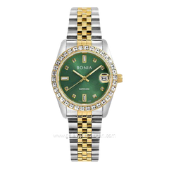 BONIA BNB10553-3197S Silver Gold Dial Green Stainless Steel