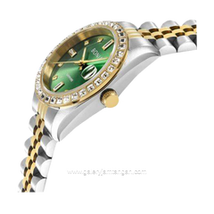 BONIA BNB10553-3197S Silver Gold Dial Green Stainless Steel