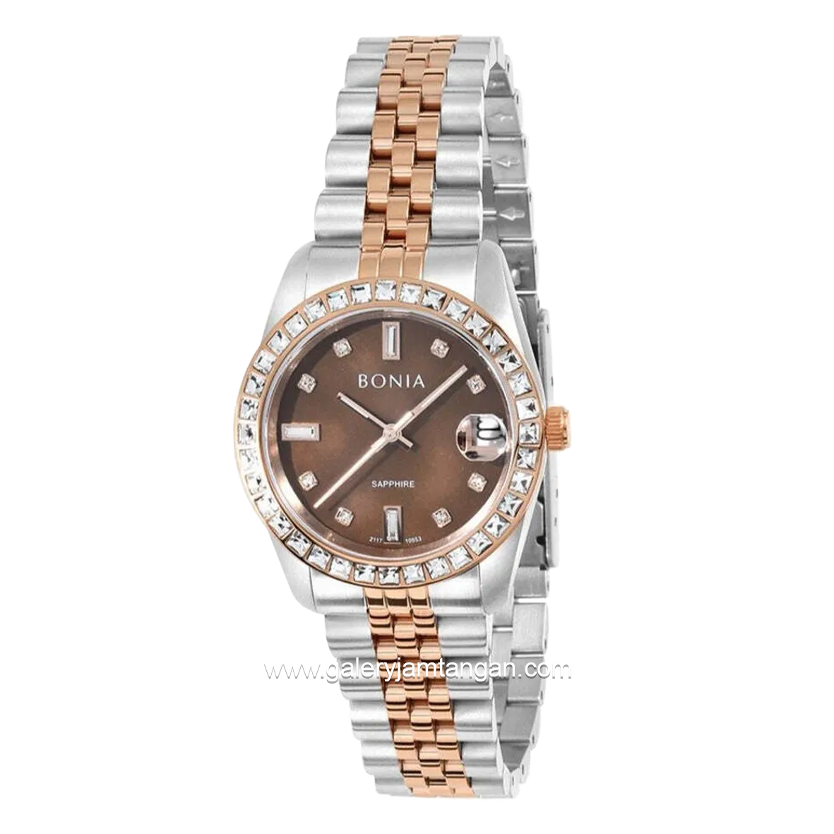 BONIA BNB10553-3647S Silver Rosegold Dial Brown Stainless Steel