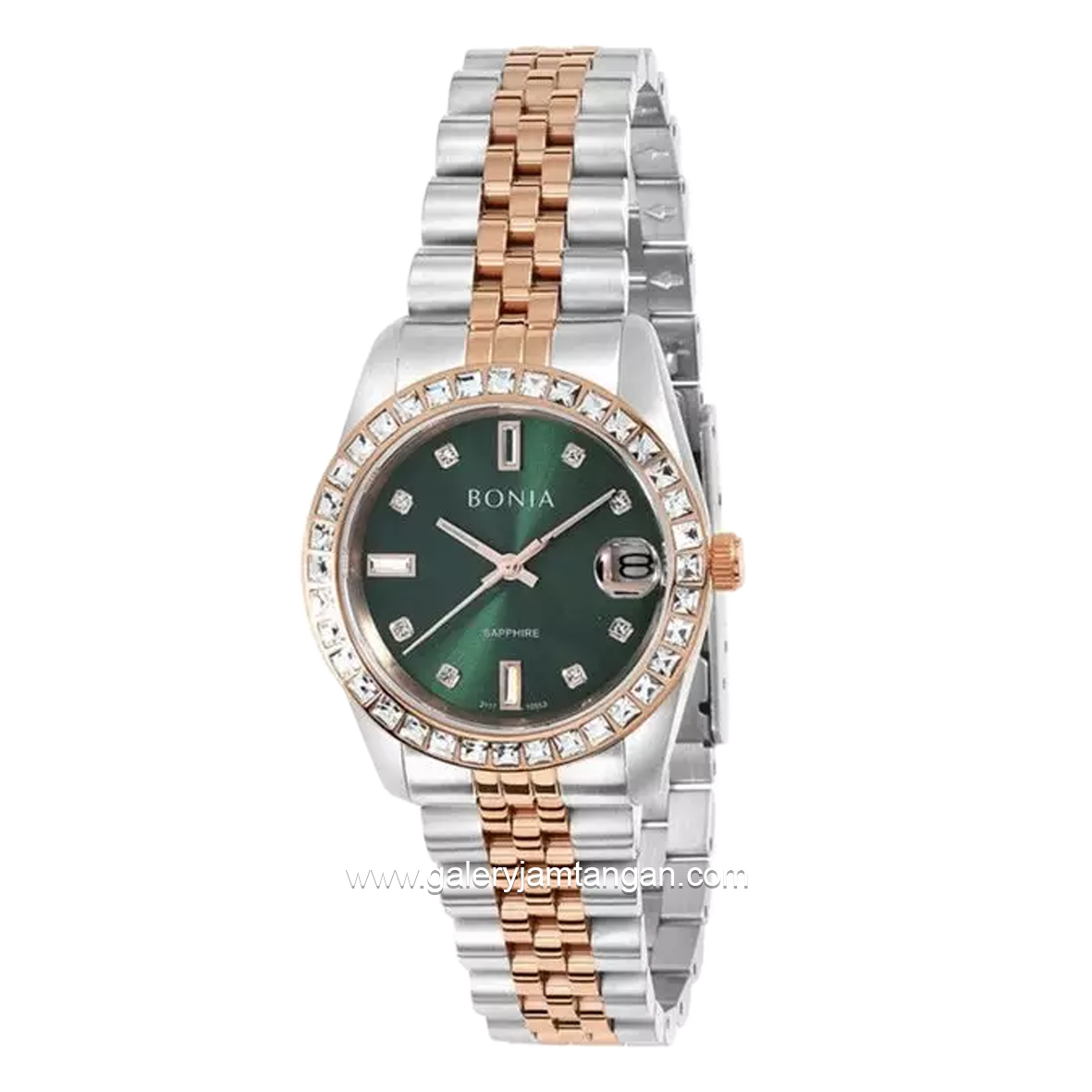 BONIA BNB10553-3697S Silver Rosegold Dial Green Stainless Steel