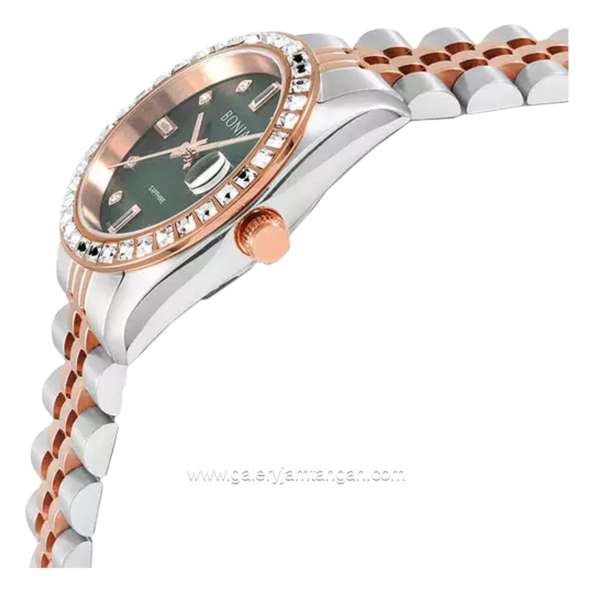 BONIA BNB10553-3697S Silver Rosegold Dial Green Stainless Steel