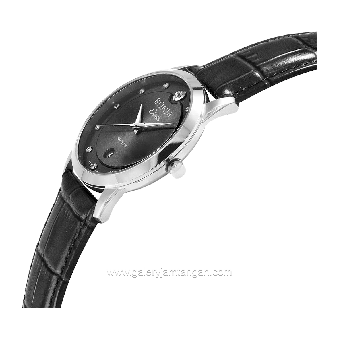 BONIA BNB10576-1337 Black Silver Leather Strap