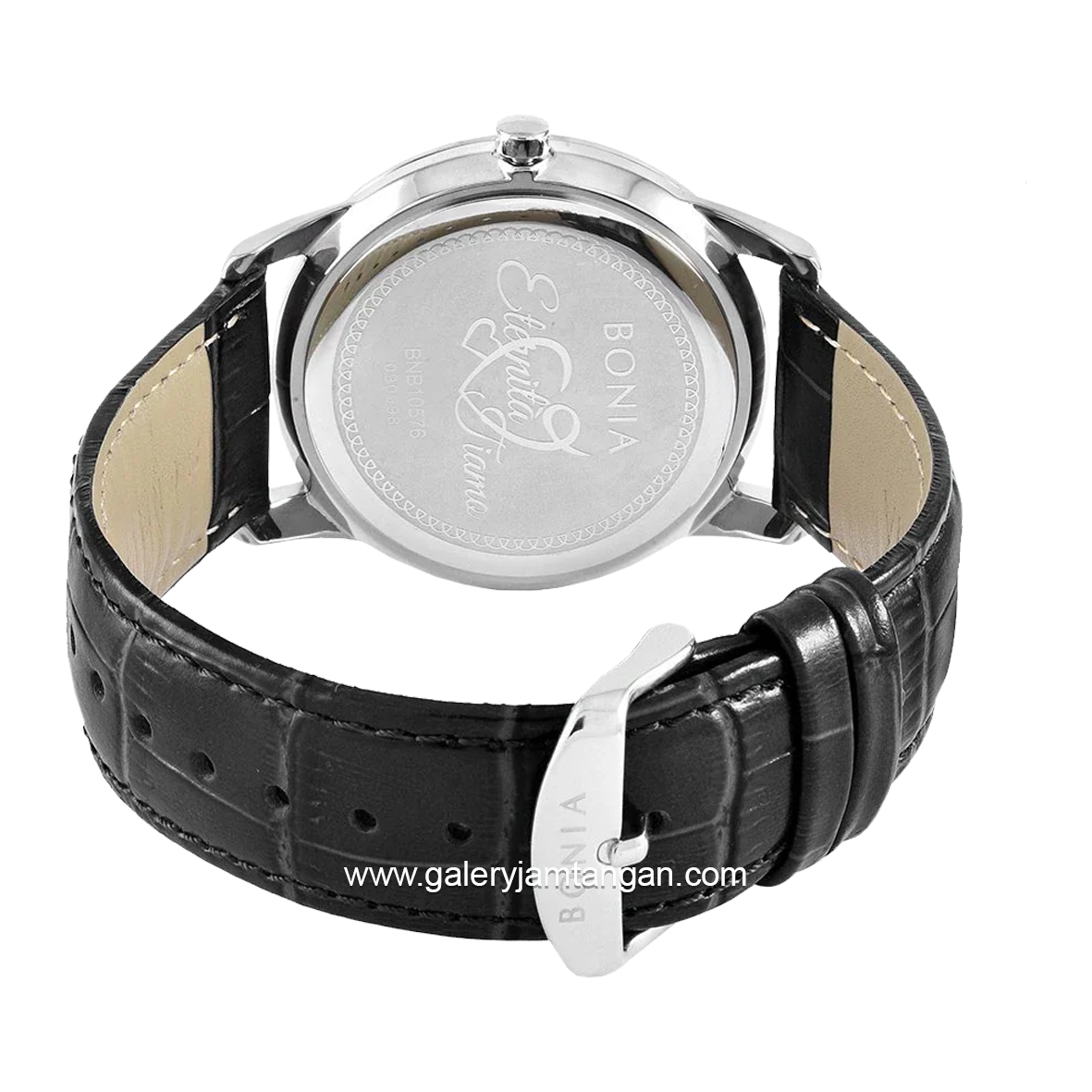 BONIA BNB10576-1337 Black Silver Leather Strap