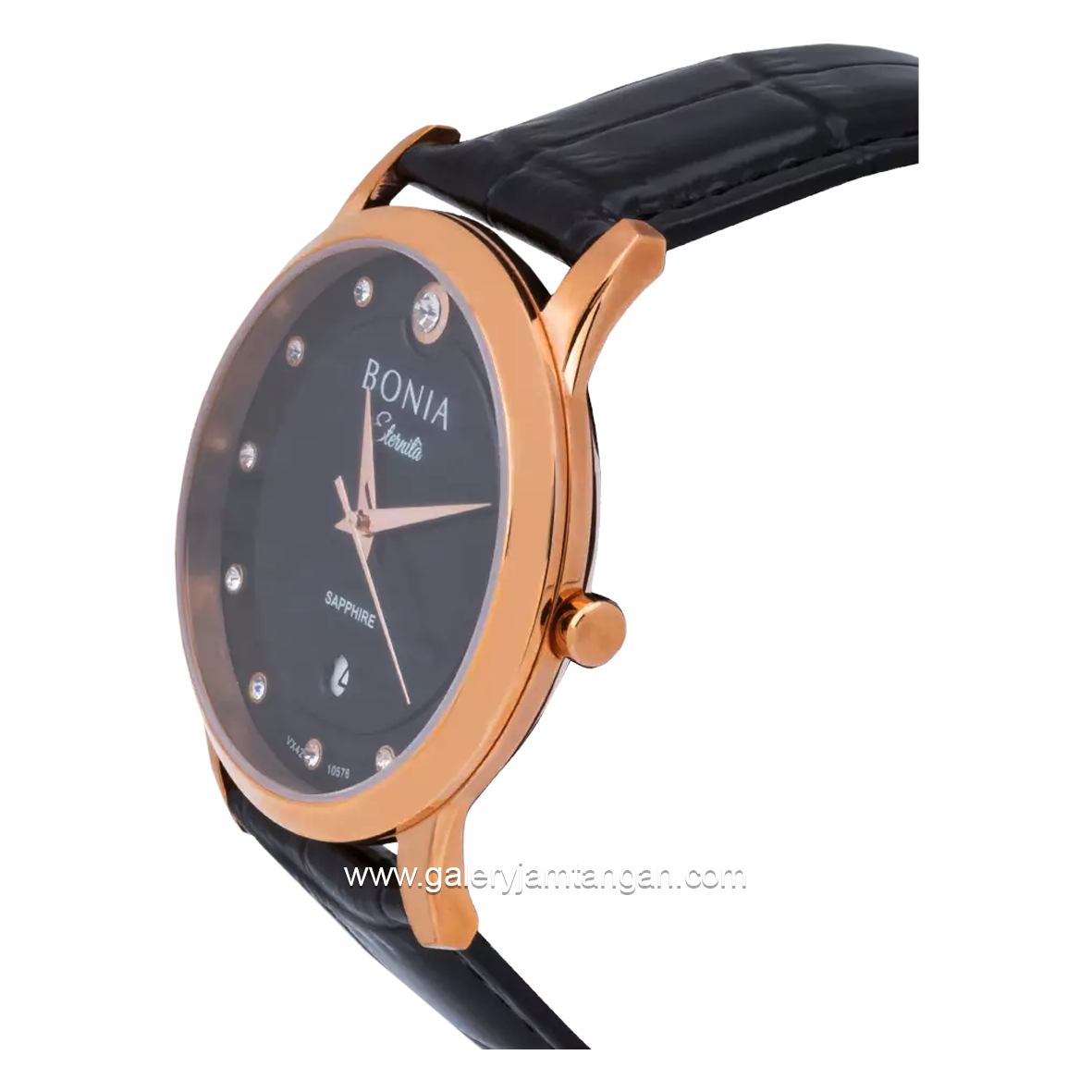 BONIA BNB10576-1537 Black Rosegold Leather Strap