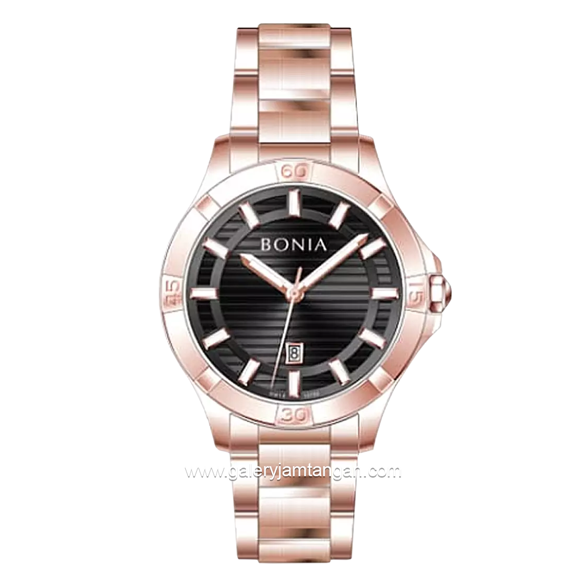BONIA BNB10750-1532 Rosegold Dial Black Stainless Steel