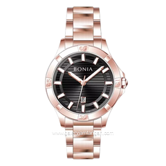 BONIA BNB10750-1532 Rosegold Dial Black Stainless Steel