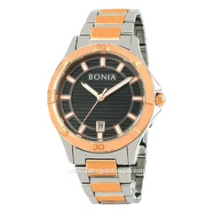BONIA BNB10750-1632 Silver Rosegold Dial Black Stainless Steel