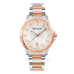 BONIA BNB10750-2612 Silver Rosegold Dial White Stainless Steel