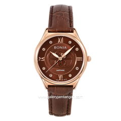 BONIA BNB10770-2543 Brown Rosegold Sapphire Crystal Leather Strap