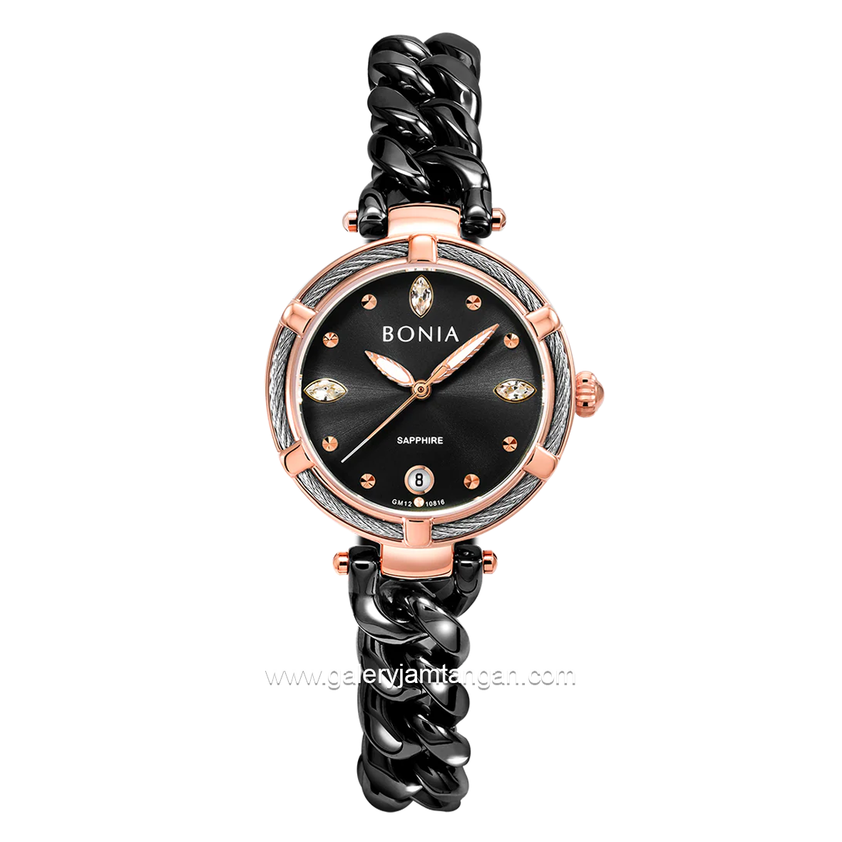 BONIA BNB10816-2037S Elegance Woman Black Sapphire Crystal Stainless Steel