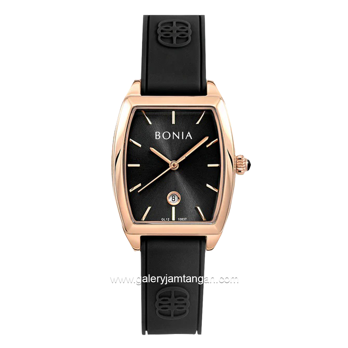 BONIA BNB10837-2532 Black Rosegold Rubber Strap