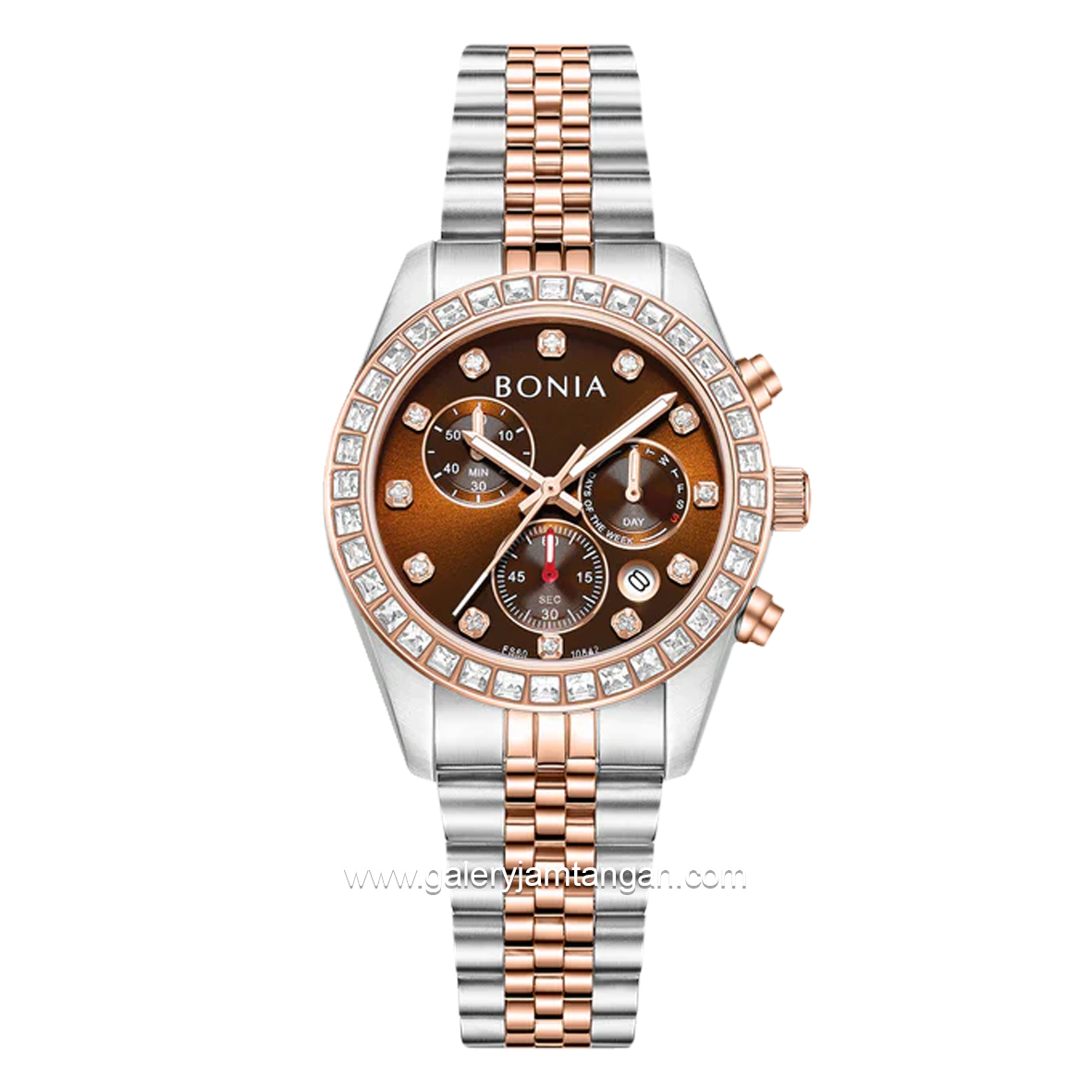 BONIA BNB10842-2647S Silver Rosegold Dial Brown Stainless Steel