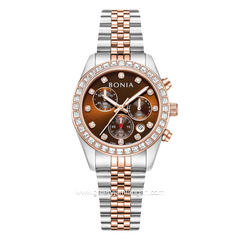 BONIA BNB10842-2647S Silver Rosegold Dial Brown Stainless Steel