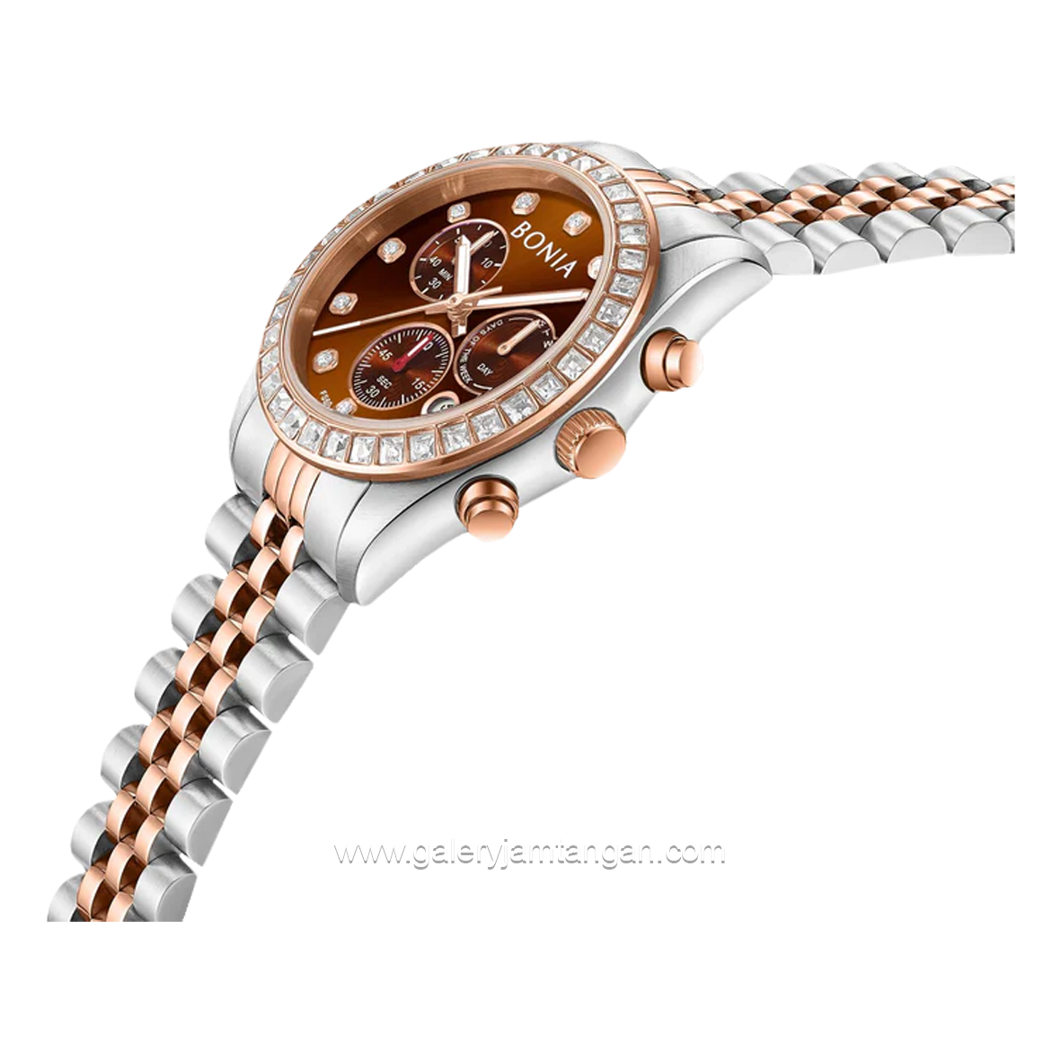 BONIA BNB10842-2647S Silver Rosegold Dial Brown Stainless Steel