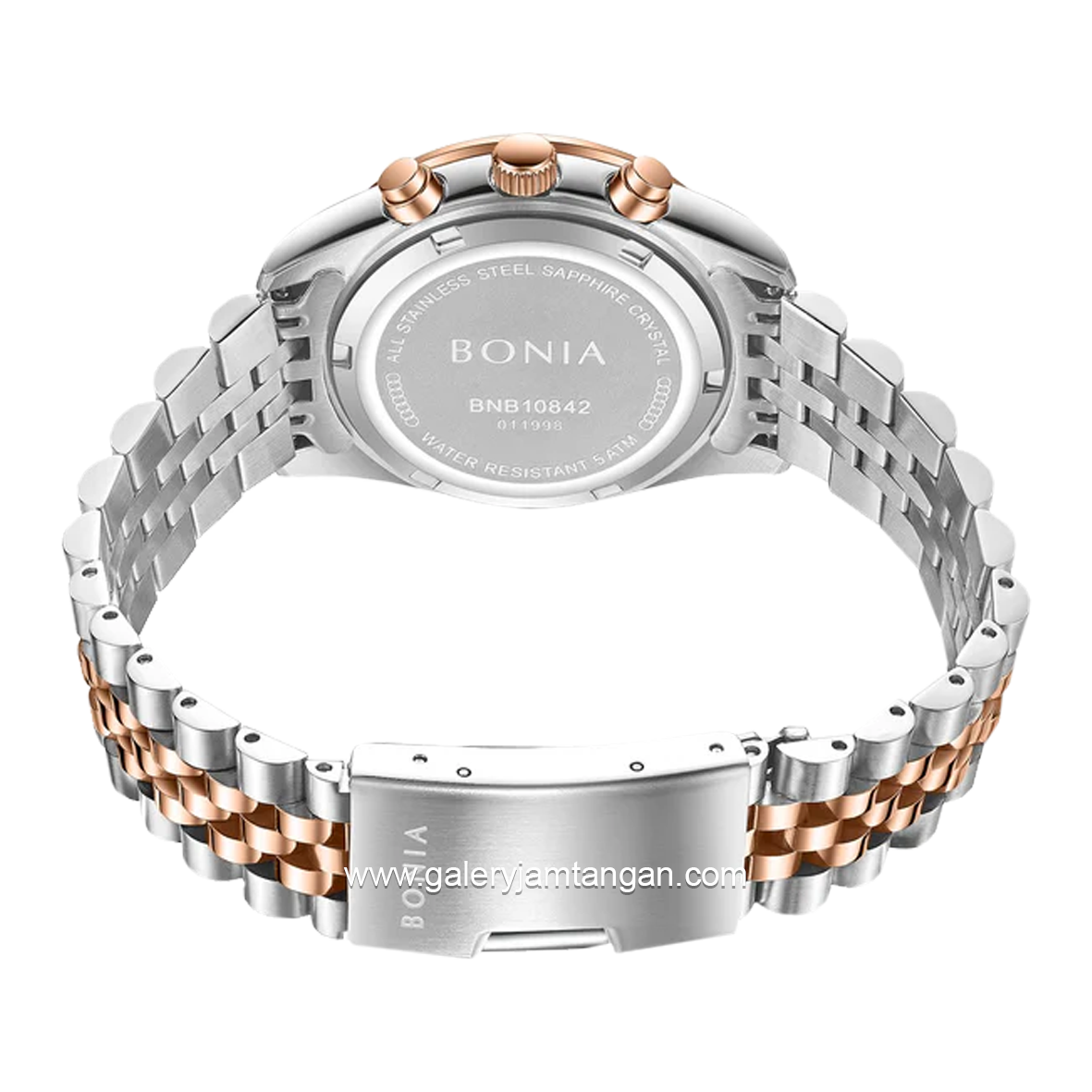 BONIA BNB10842-2647S Silver Rosegold Dial Brown Stainless Steel