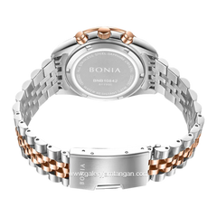BONIA BNB10842-2647S Silver Rosegold Dial Brown Stainless Steel