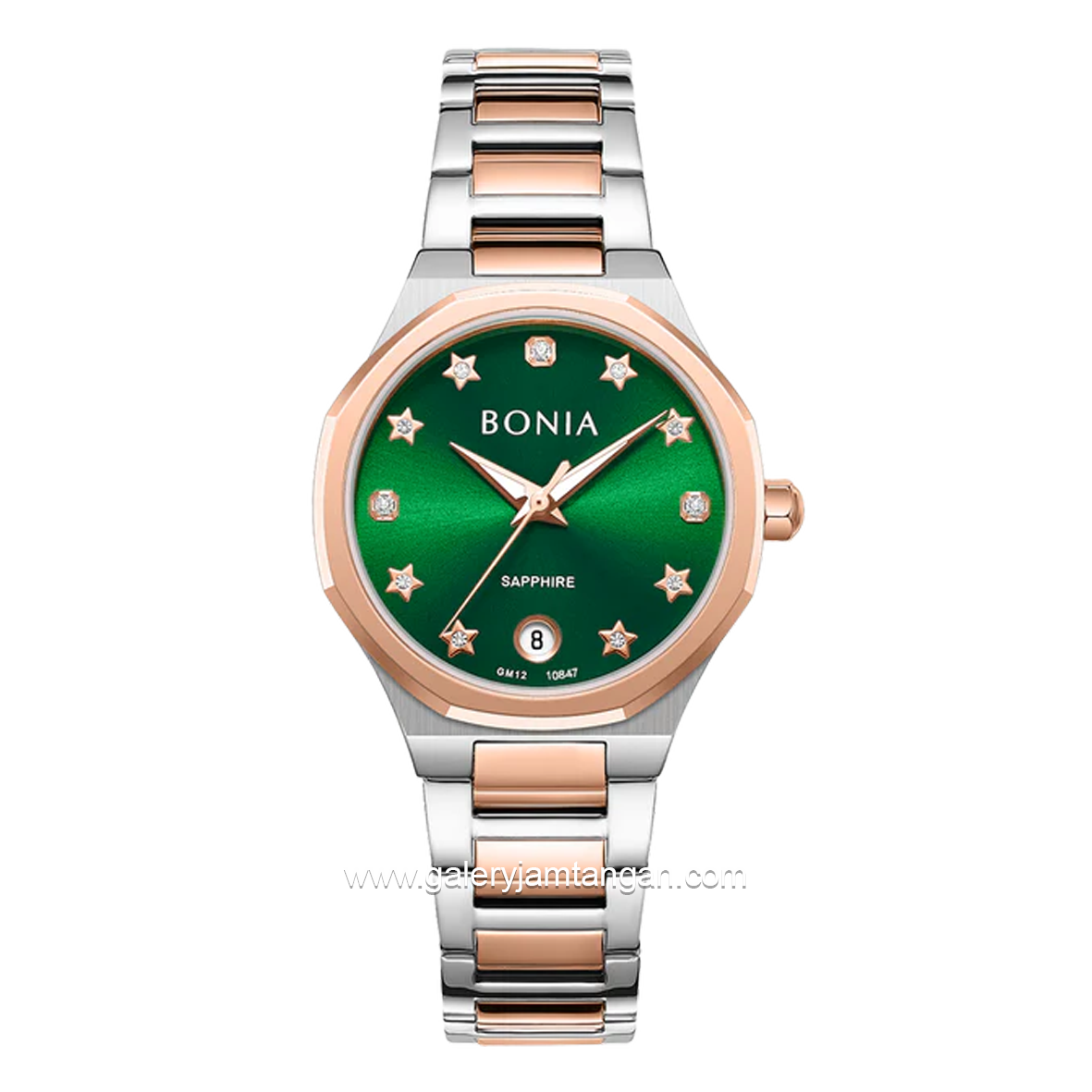 BONIA BNB10847-2699 Silver Rosegold Dial Green Stainless Steel