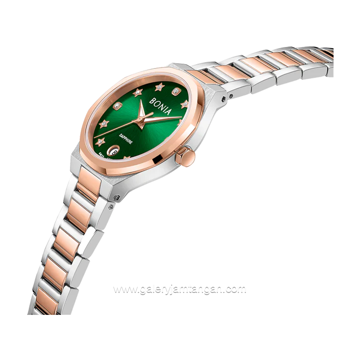 BONIA BNB10847-2699 Silver Rosegold Dial Green Stainless Steel