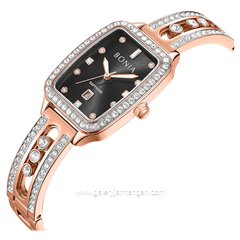 BONIA BNB10853-2537S Rosegold Dial Black Stainless Steel