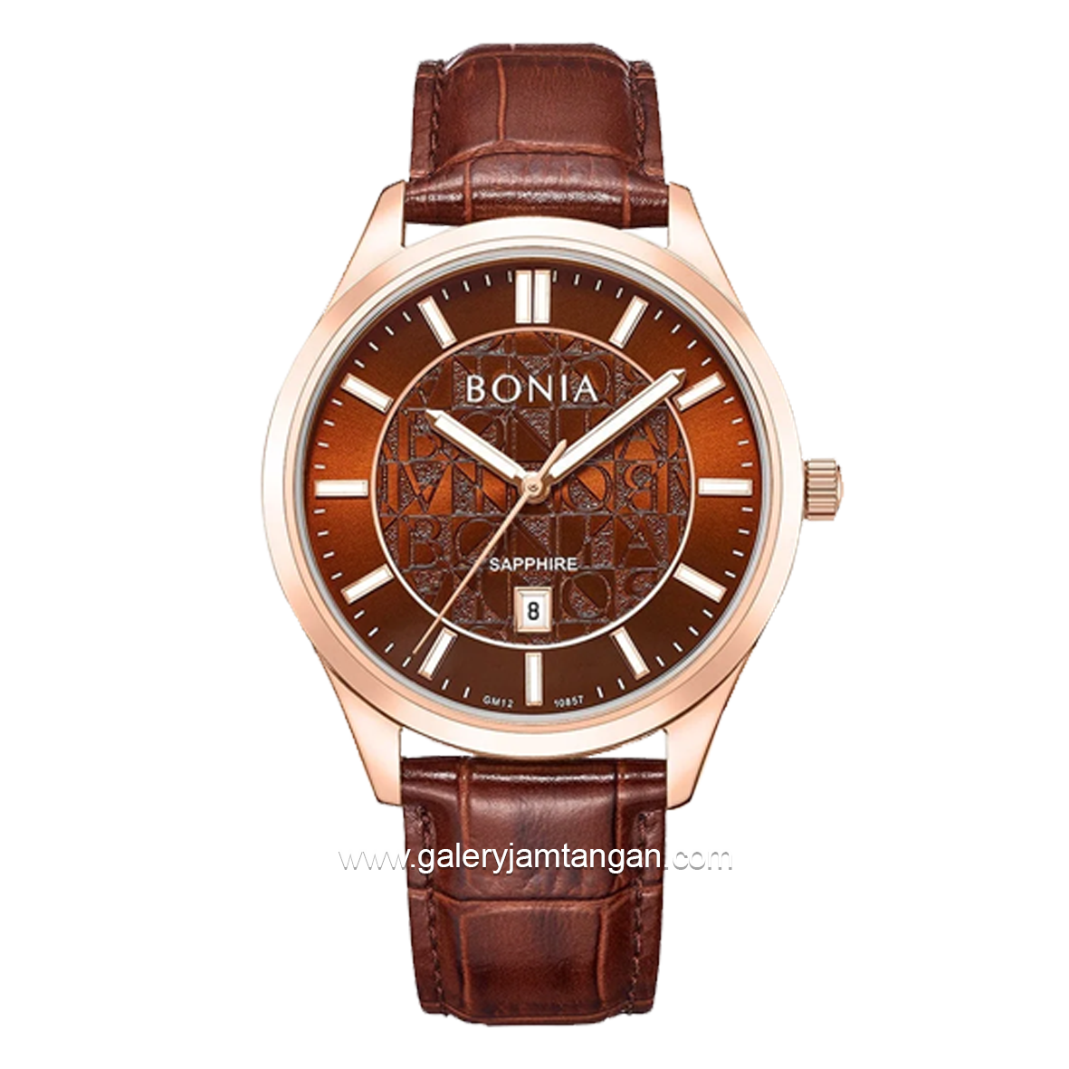 BONIA BNB10857-1542 Brown Rosegold Leather Strap