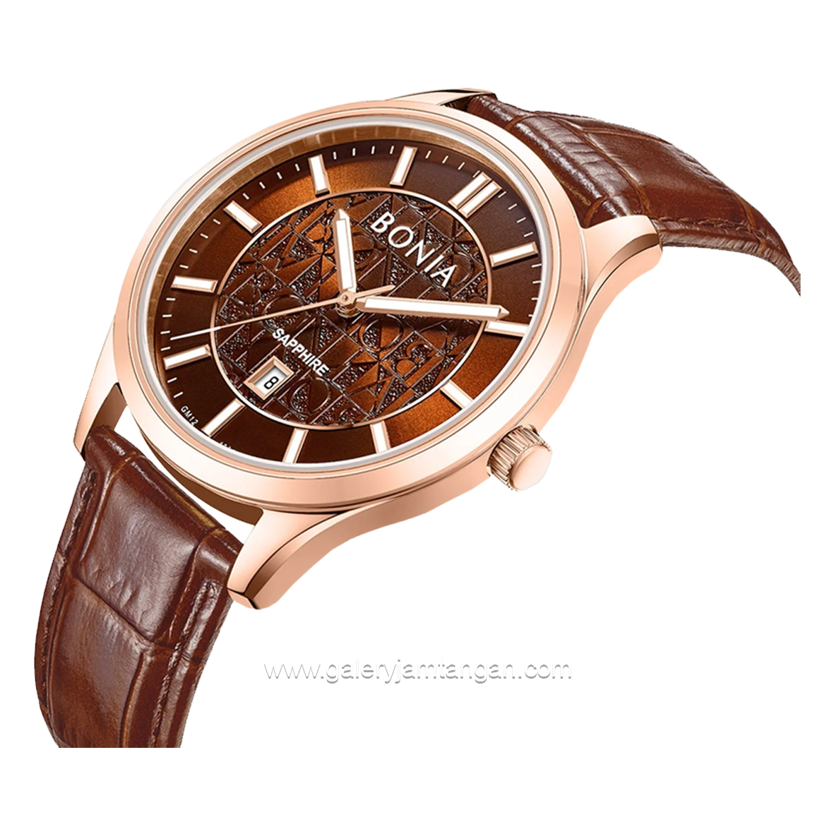 BONIA BNB10857-1542 Brown Rosegold Leather Strap