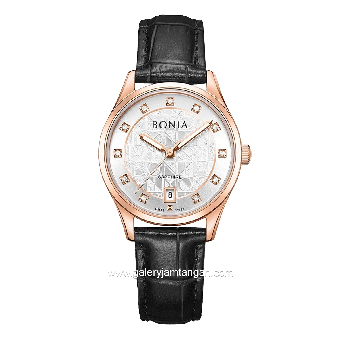 BONIA BNB10857-2517 Black Rosegold Leather Strap