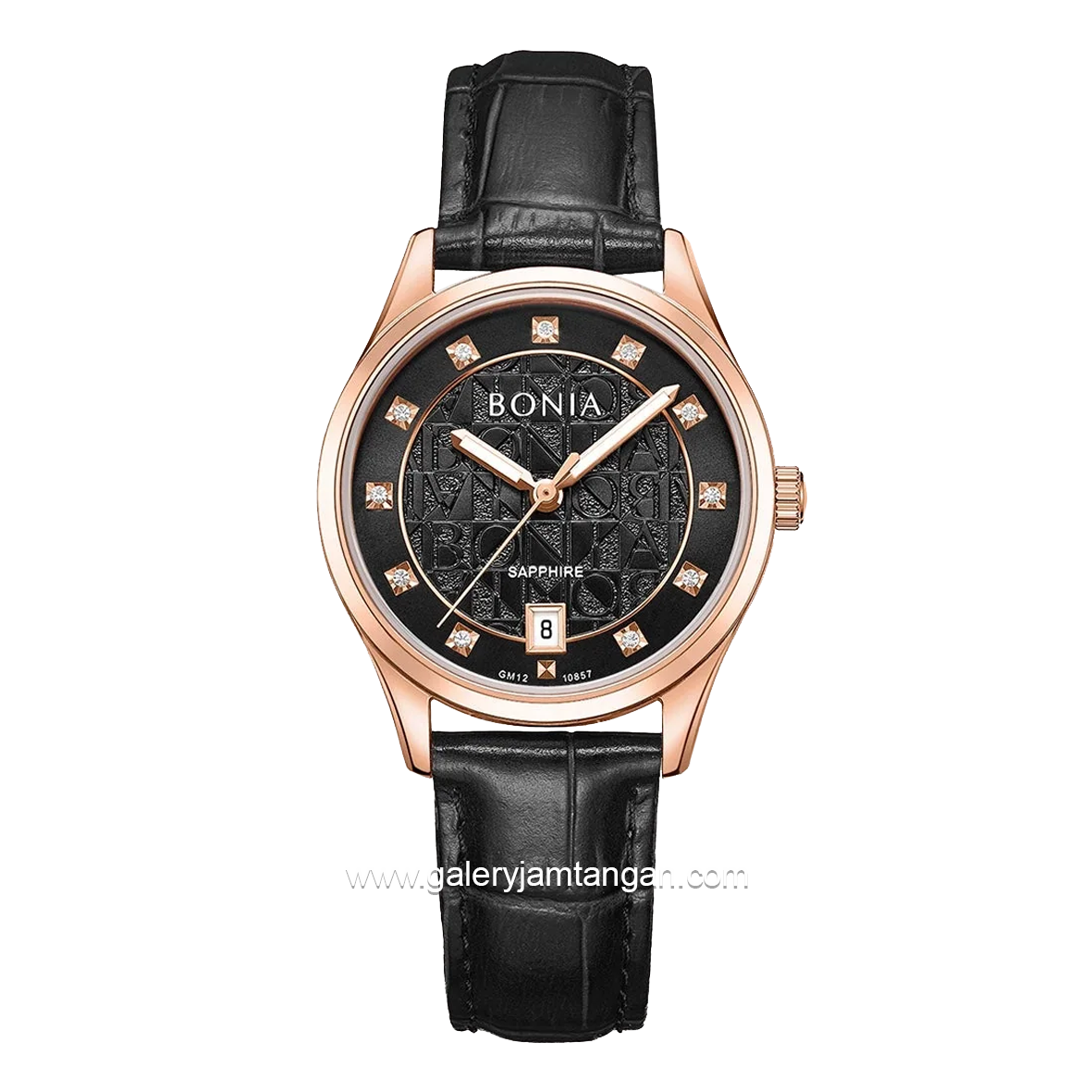 BONIA BNB10857-2537 Black Rosegold Leather Strap