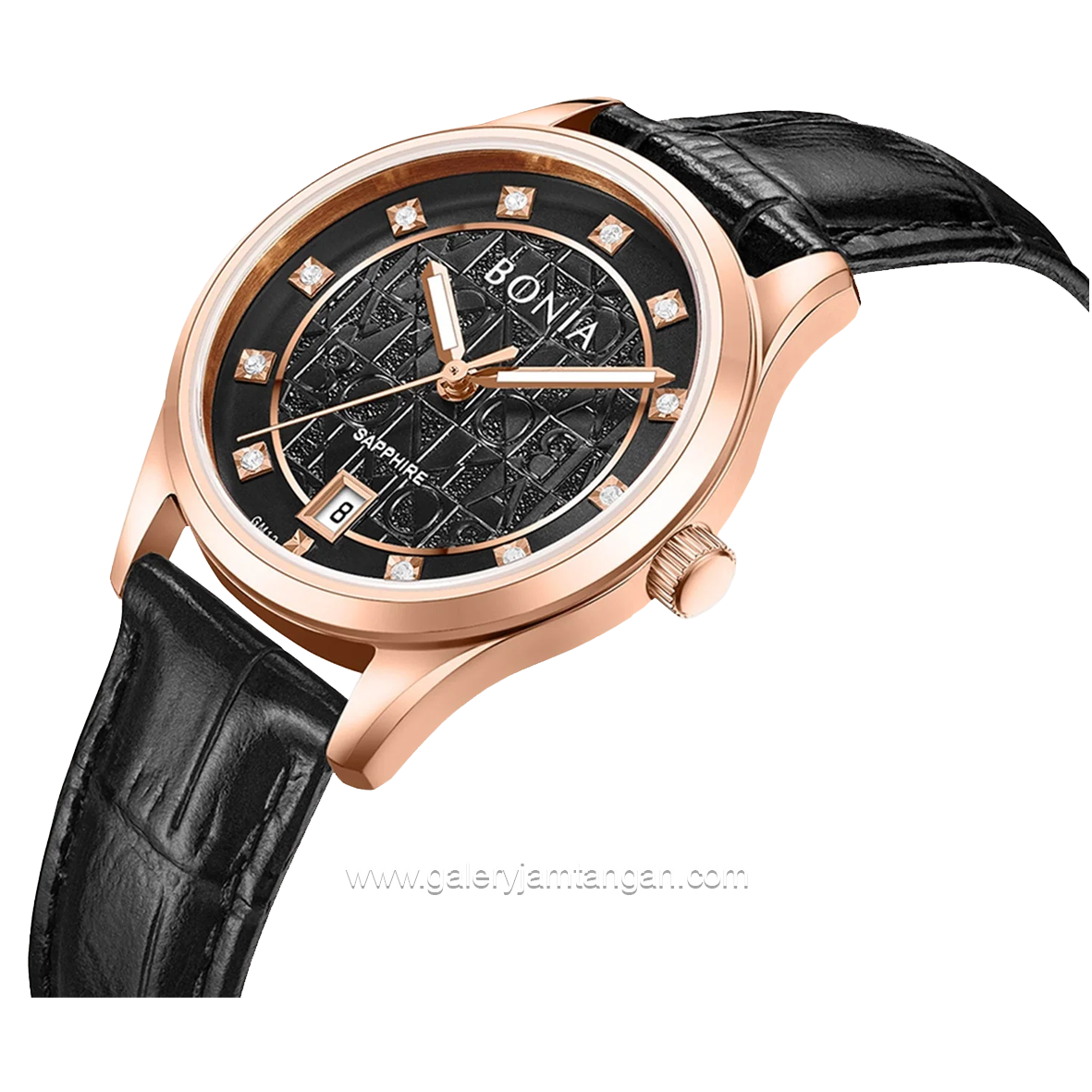 BONIA BNB10857-2537 Black Rosegold Leather Strap