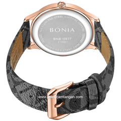 BONIA BNB10877-1533 Grey Dial Black Sapphire Crystal Genuine Leather