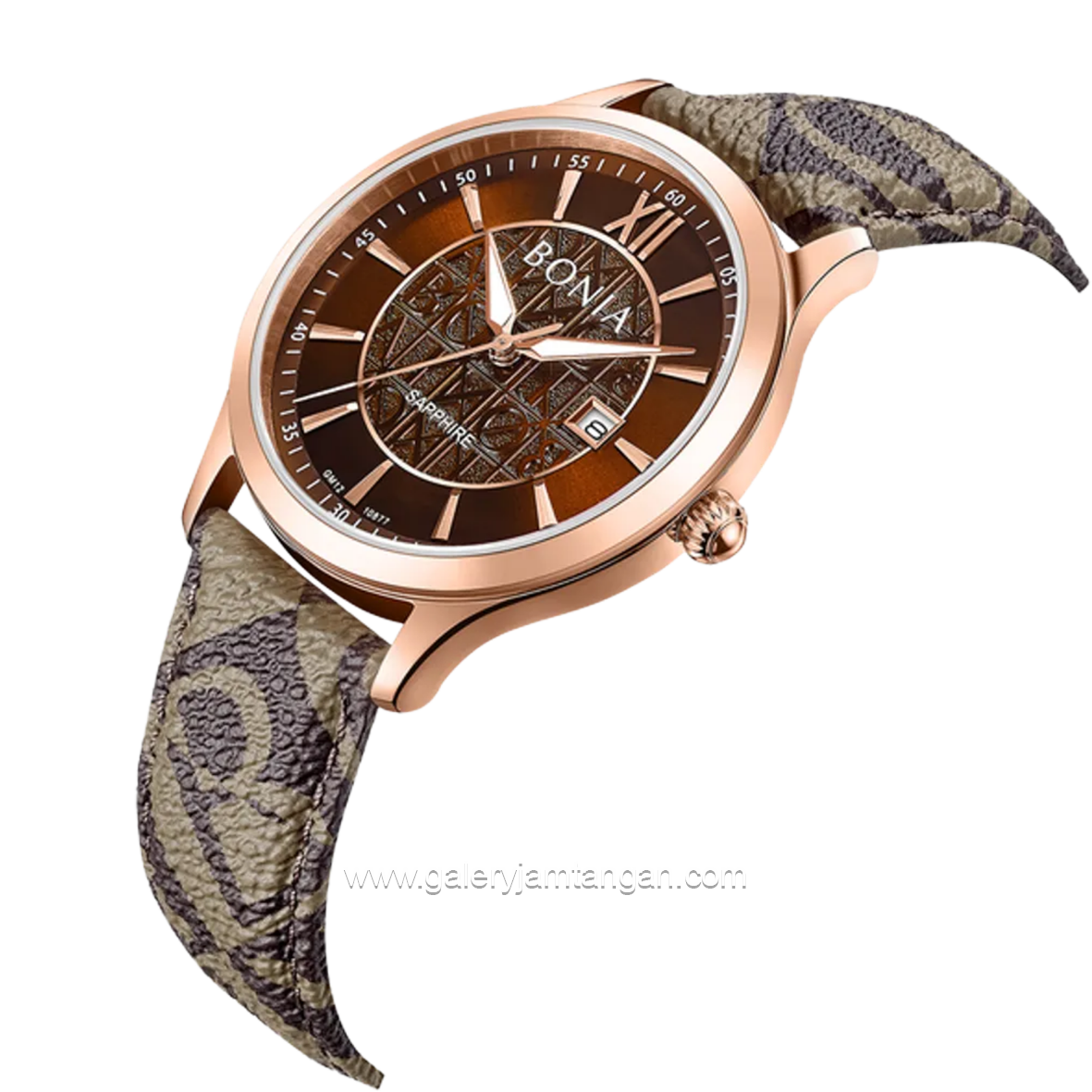 BONIA BNB10877-1543 Monogram Sapphire Crystal Genuine Leather