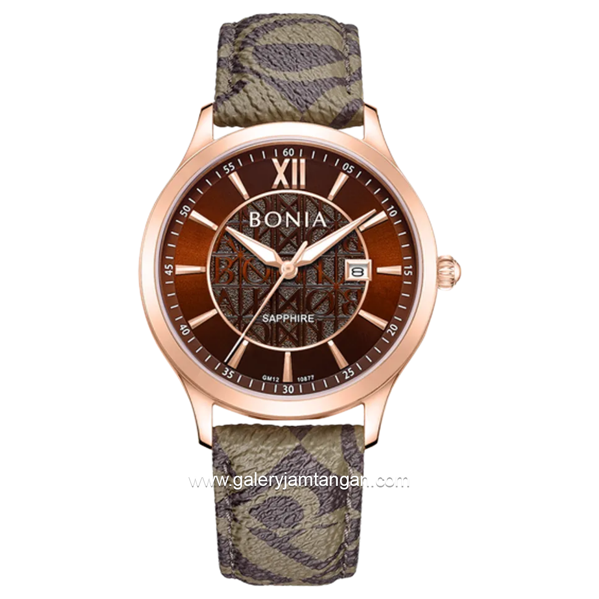 BONIA BNB10877-1543 Monogram Sapphire Crystal Genuine Leather