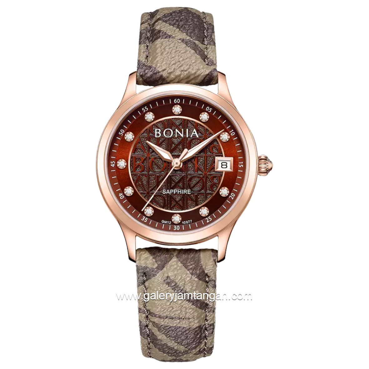 BONIA BNB10877-2547 Monogram Sapphire Crystal Genuine Leather