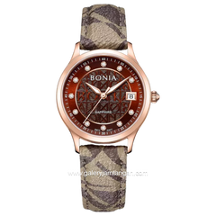 BONIA BNB10877-2547 Monogram Sapphire Crystal Genuine Leather