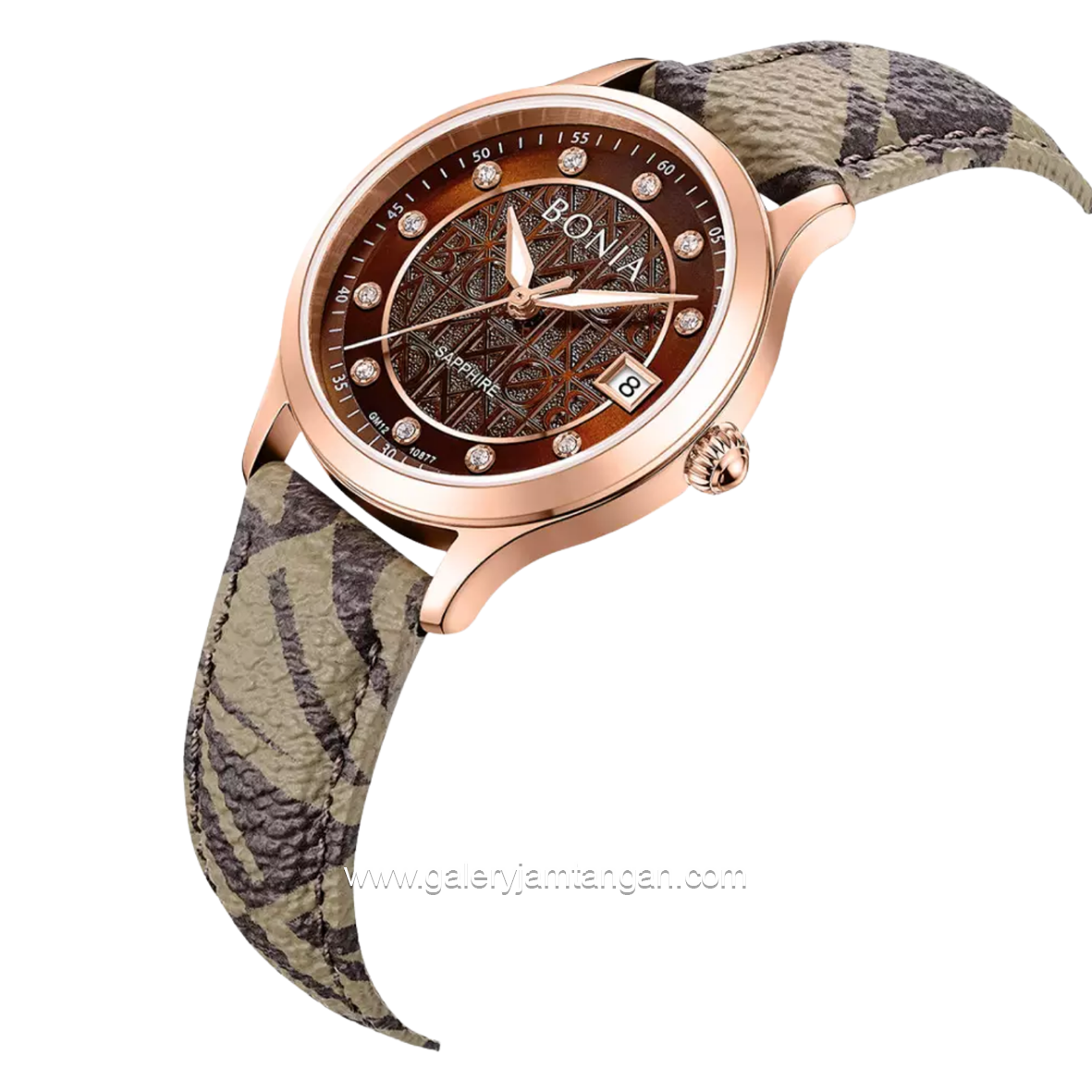 BONIA BNB10877-2547 Monogram Sapphire Crystal Genuine Leather