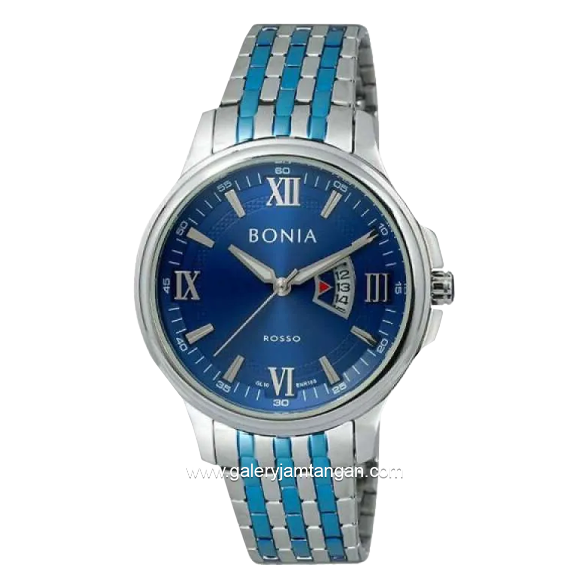 BONIA BNR169-1183BL Silver Combinasi Blue Stainless Steel Strap