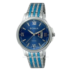 BONIA BNR169-1183BL Silver Combinasi Blue Stainless Steel Strap