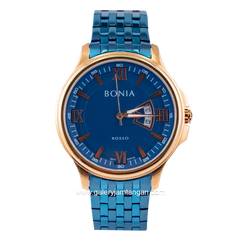 BONIA BNR169-1583 Blue Rosegold Stainless Steel Strap
