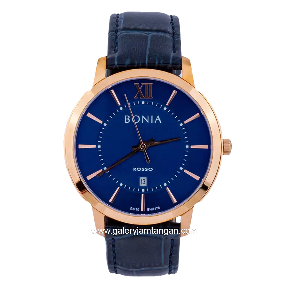BONIA BNR176-1583 Me's Watches Navy Rosegold Leather Strap