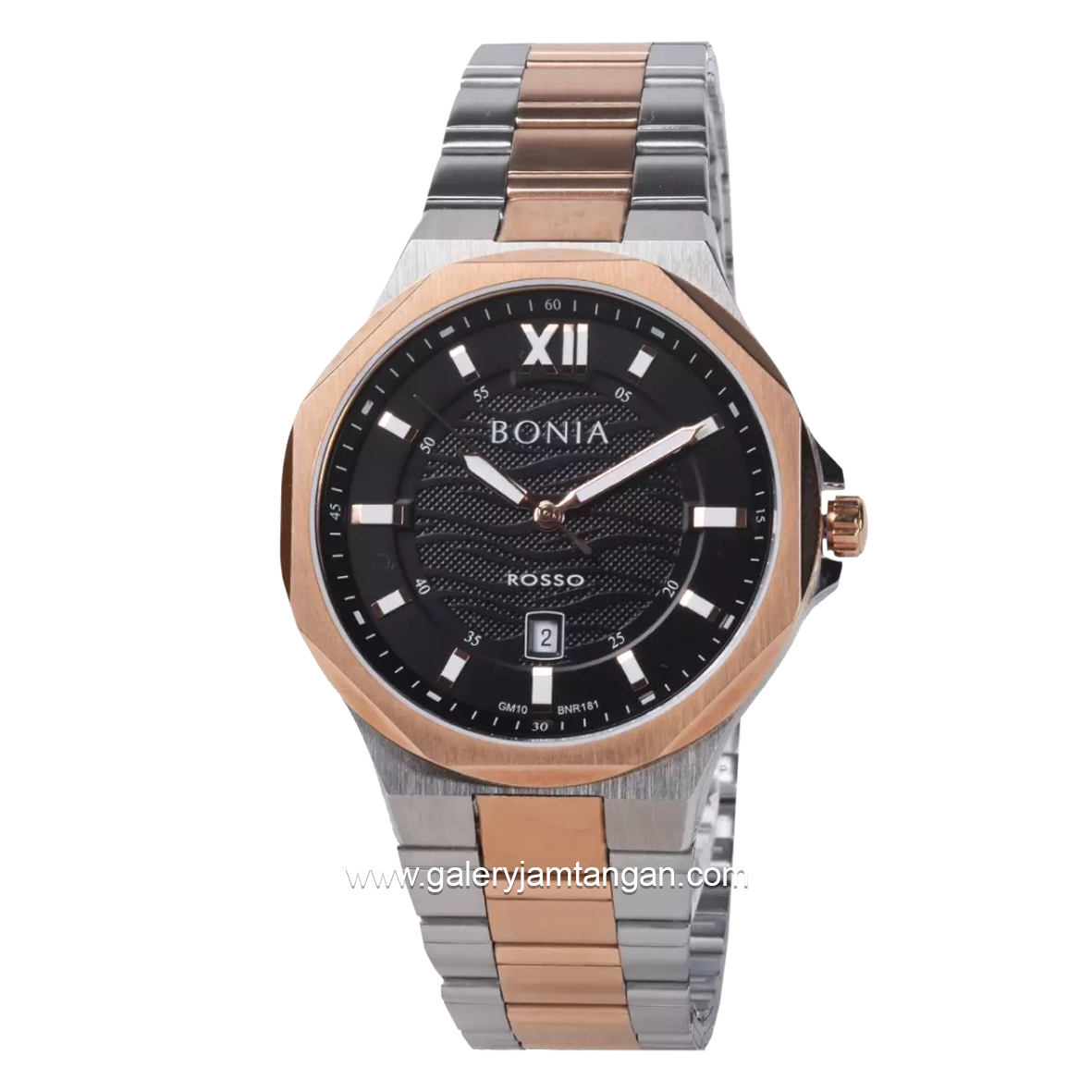 BONIA BNR181-1633S Silver Rosegold Dial Black Stainless Steel Strap