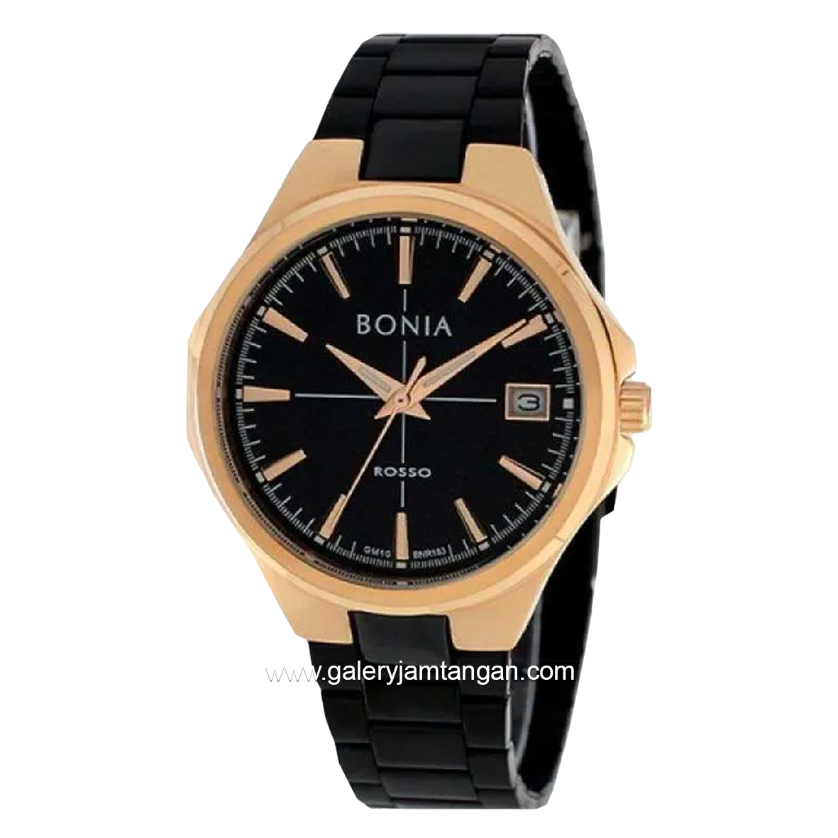 BONIA BNR183-1532 Black Rosegold Stainless Steel Strap