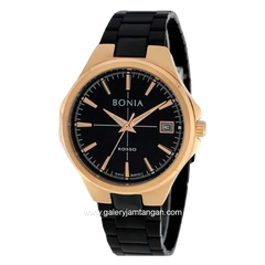 BONIA BNR183-1532 Black Rosegold Stainless Steel Strap