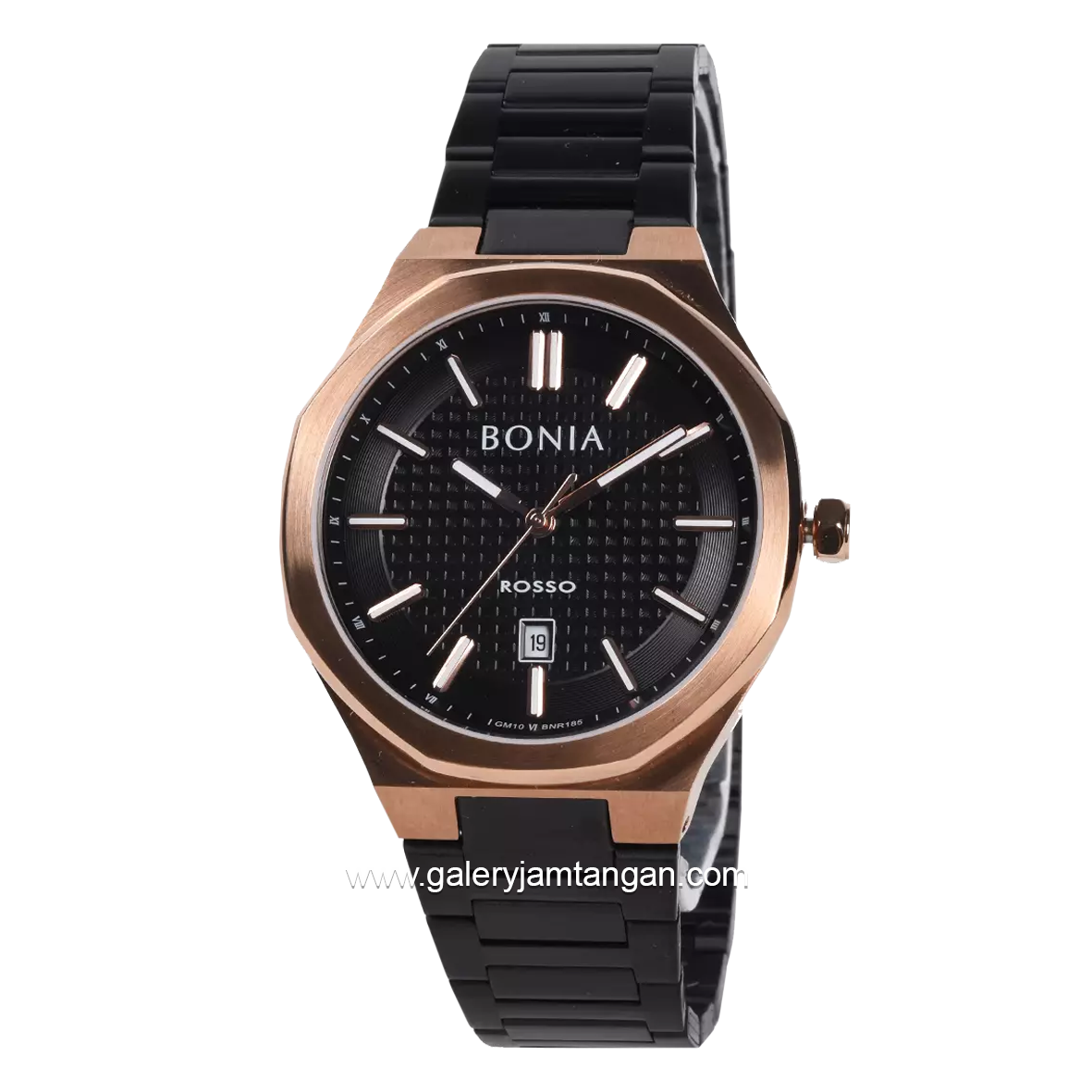 BONIA BNR185-1532 Black Rosegold Stainless Steel Strap