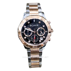 BONIA BNR193-2637C Chronograph Gold Silver Dial Black Stainless Steel
