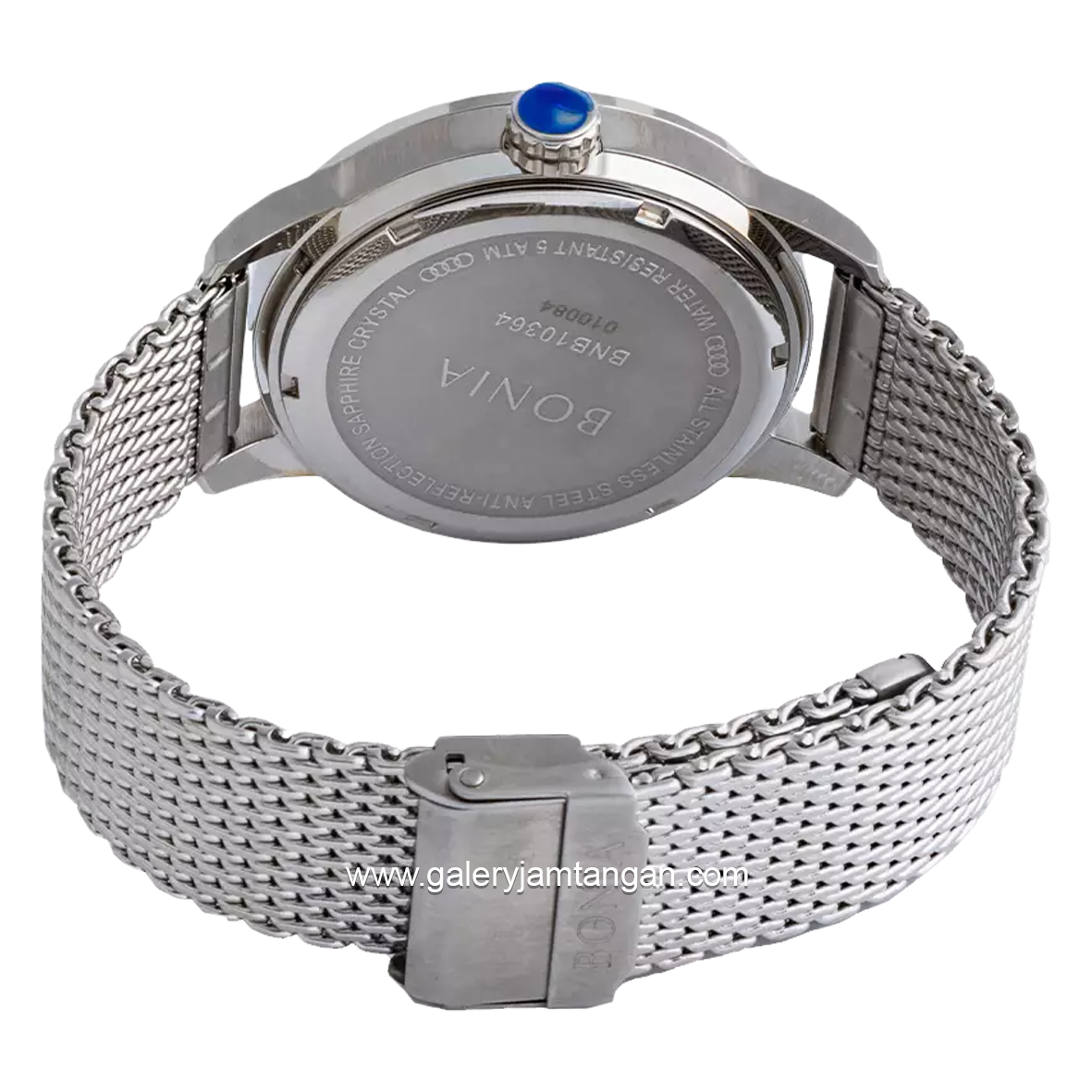 BONIA BNB10364-1332 Silver Dial Black Sapphire Crystal Sandrope Strap