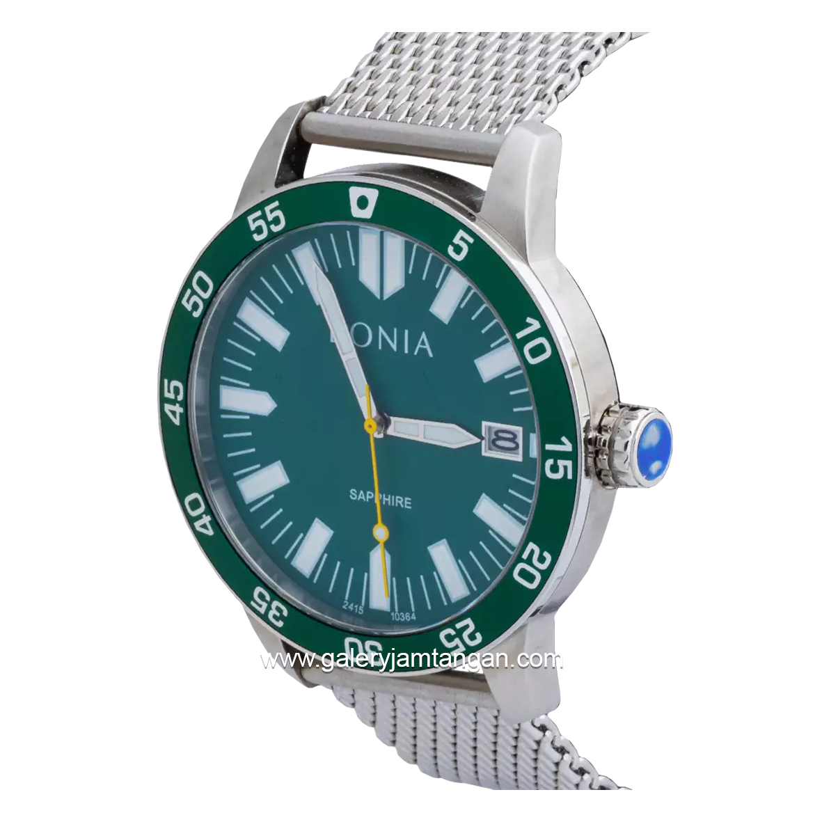 BONIA BNB10364-1392 Silver Dial Green Sapphire Crystal Sandrope Strap