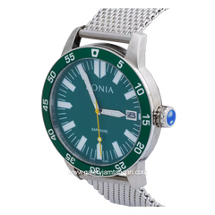 BONIA BNB10364-1392 Silver Dial Green Sapphire Crystal Sandrope Strap