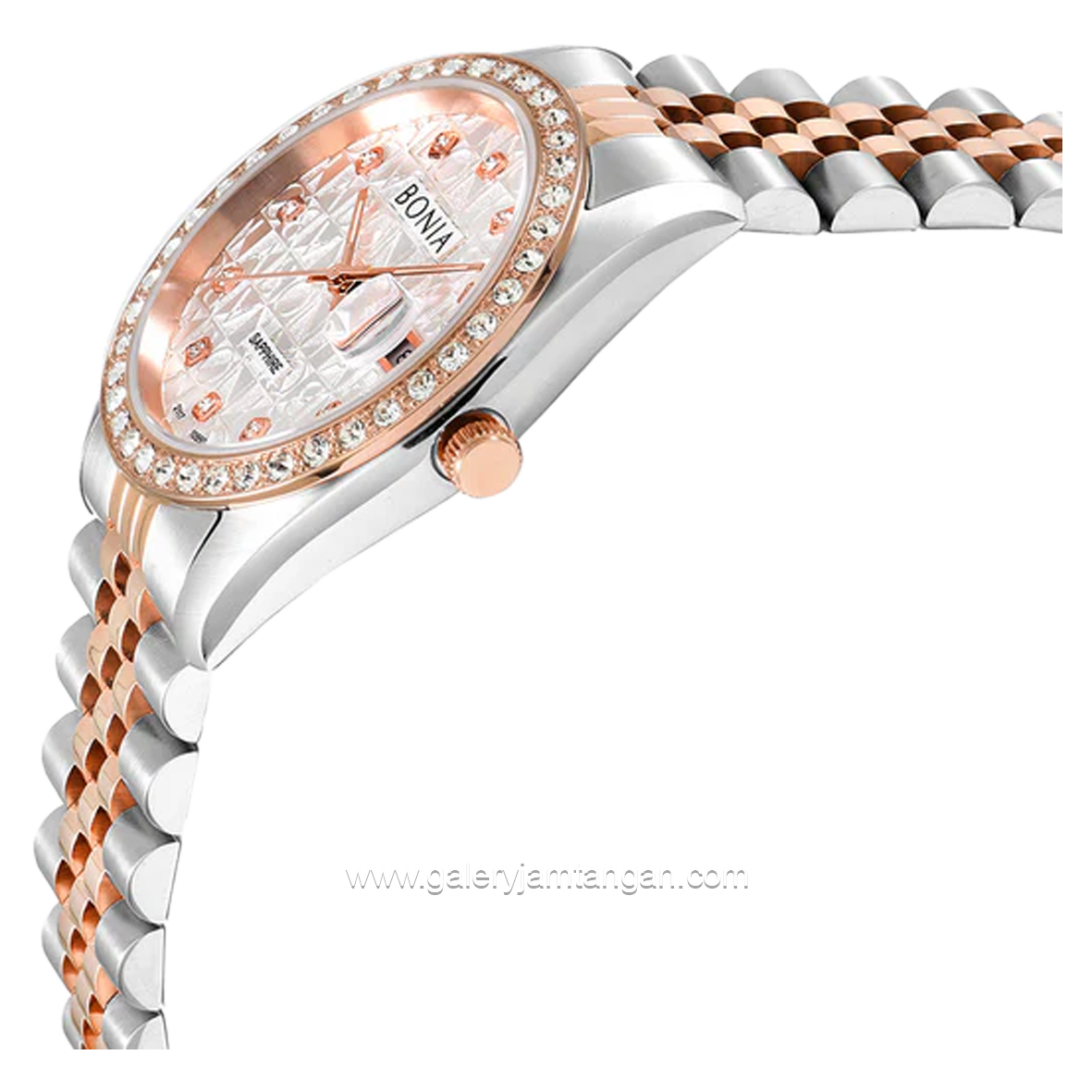 BONIA BNB10550-1616S Silver Rosegold Sapphire Crystal Glass