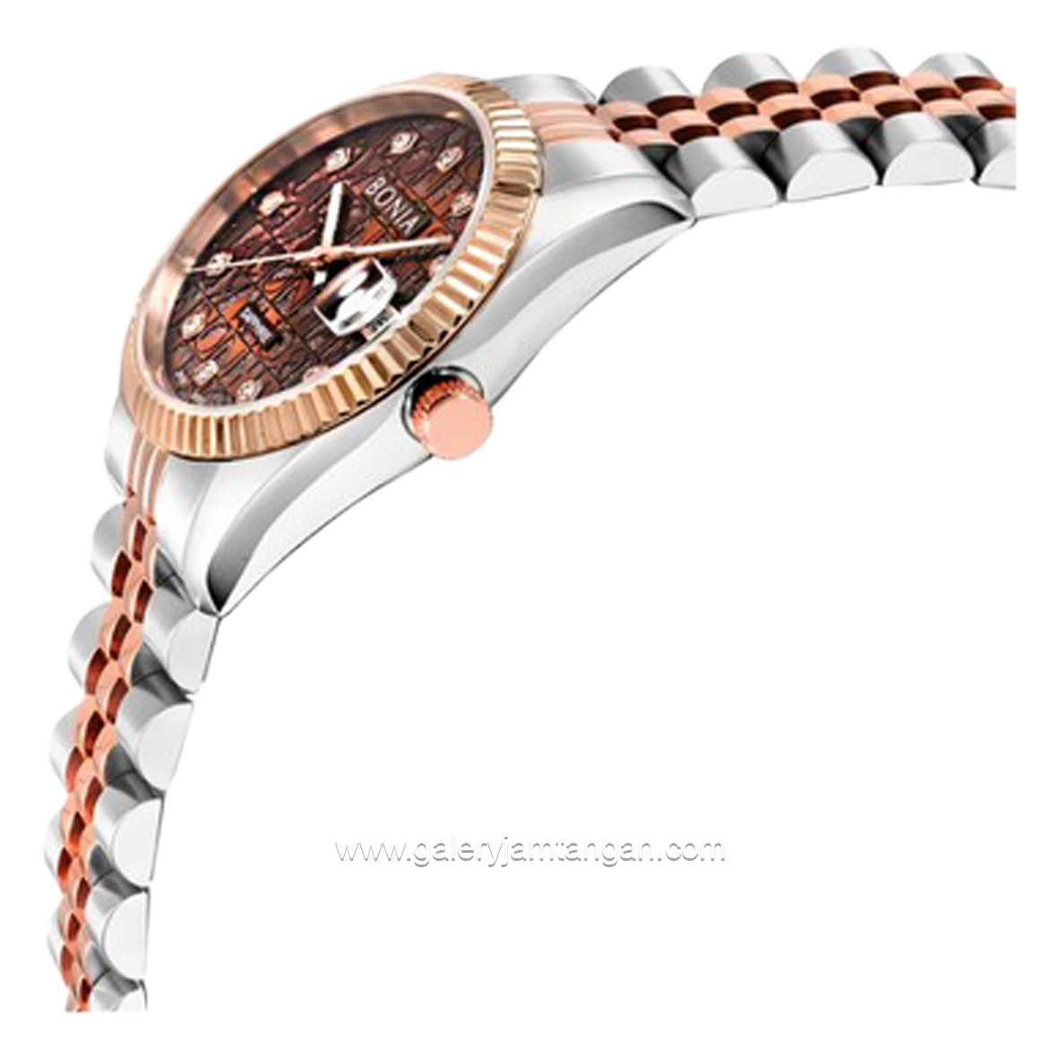 BONIA BNB10550-1646S Silver Combinasi Rosegold Stainless Steel