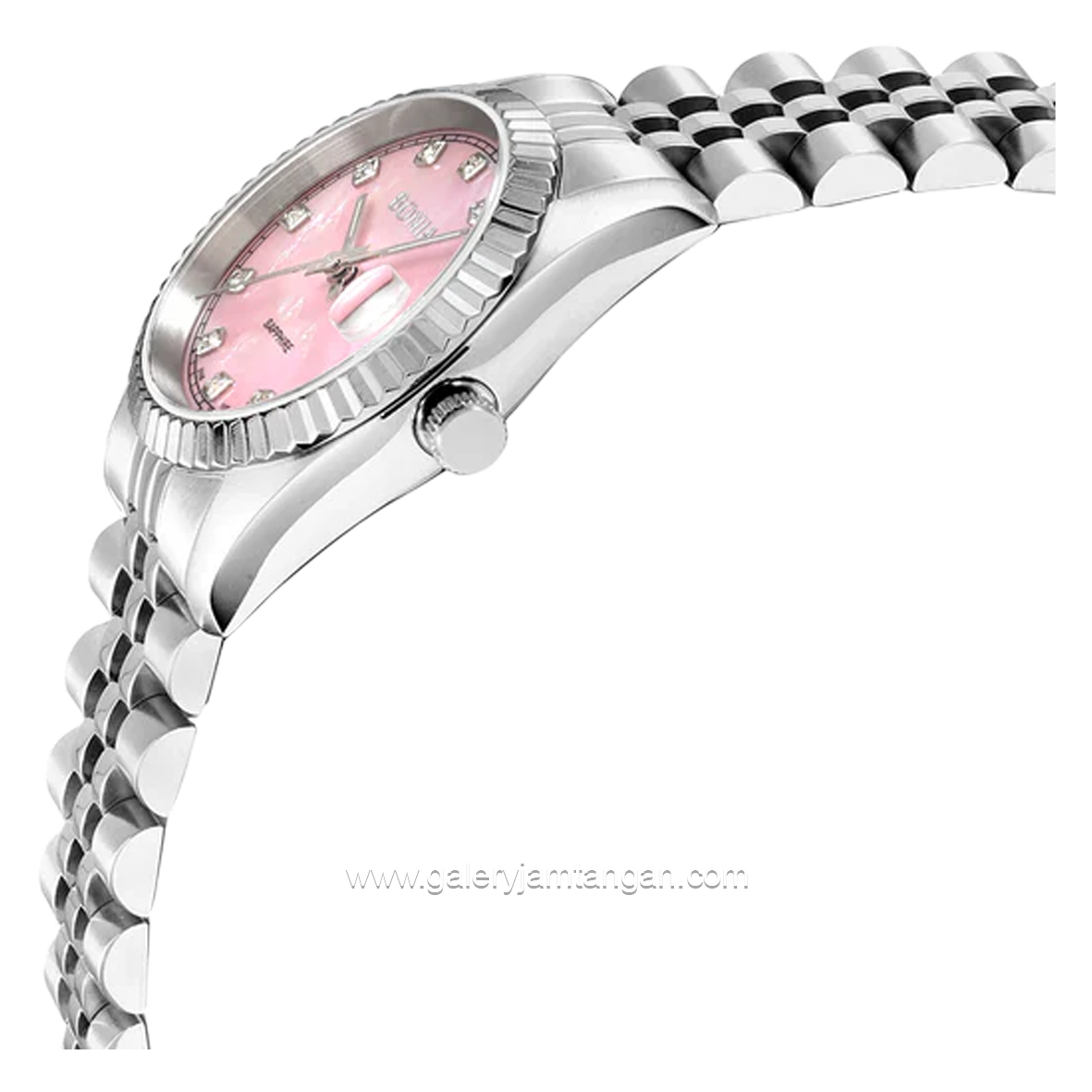 BONIA BNB10550-3377 Women's Watches Silver Dial Pink Stainless Steel